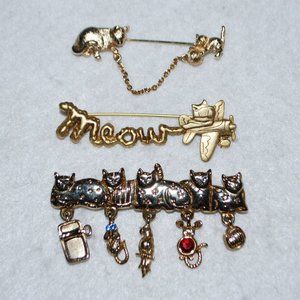 3/$30 BUNDLE - Set of Three Kitty Cat Row Pins